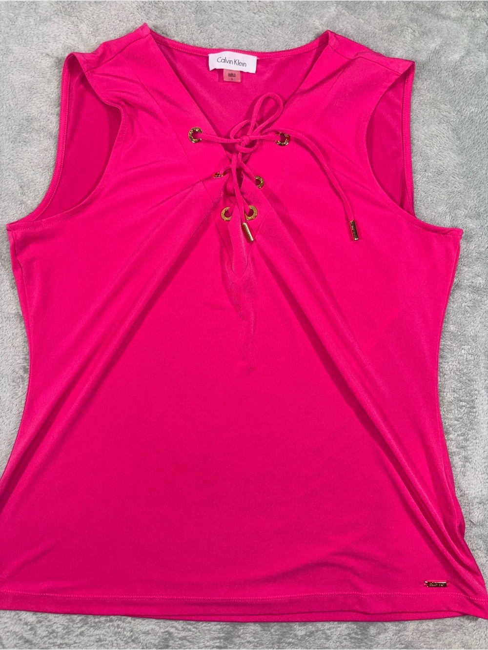 Calvin Klein Pink Tank Top with tie front size large